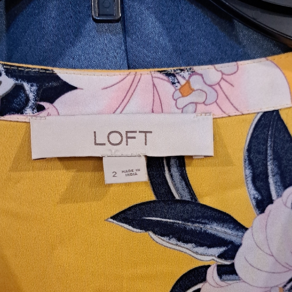 LOFT Bright Yellow Floral Midi Dress - Picture 2 of 4